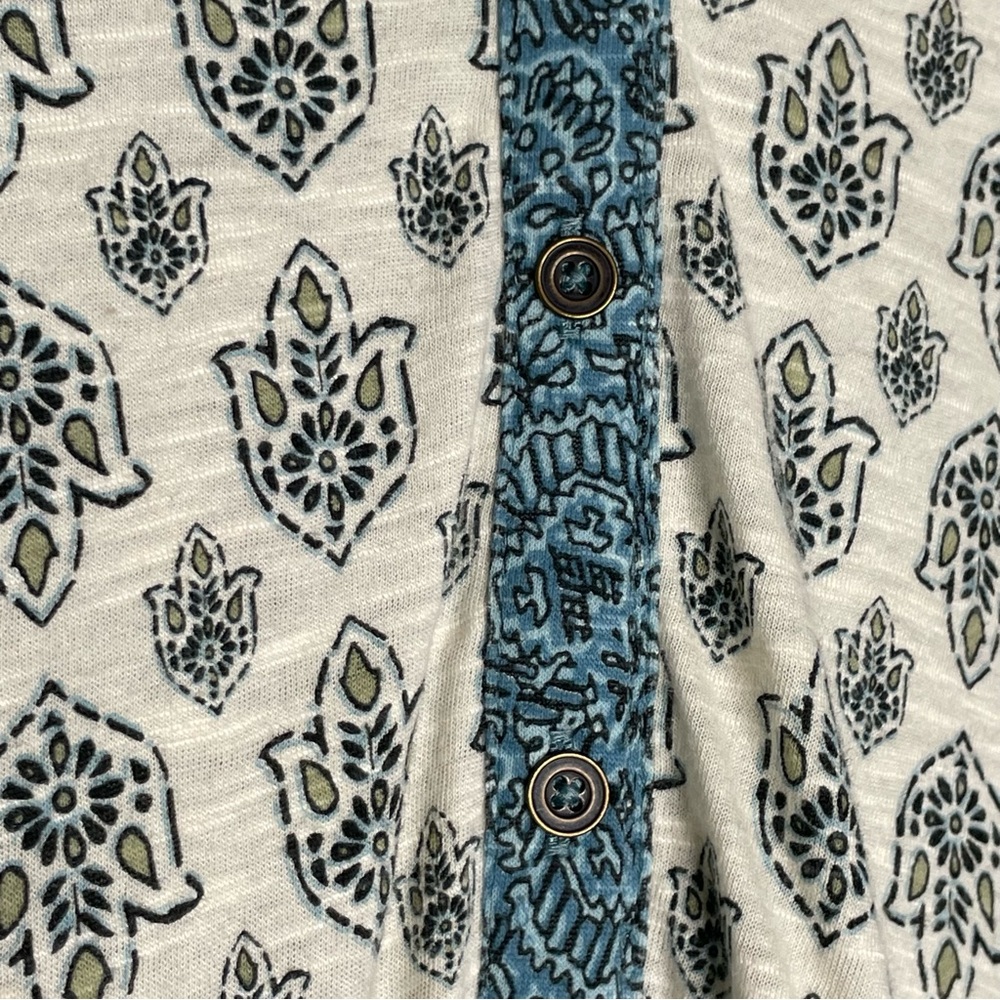 Style & Co. Woman cream & green paisley-print henley blouse long sleeves Size 2X - Picture 7 of 16
